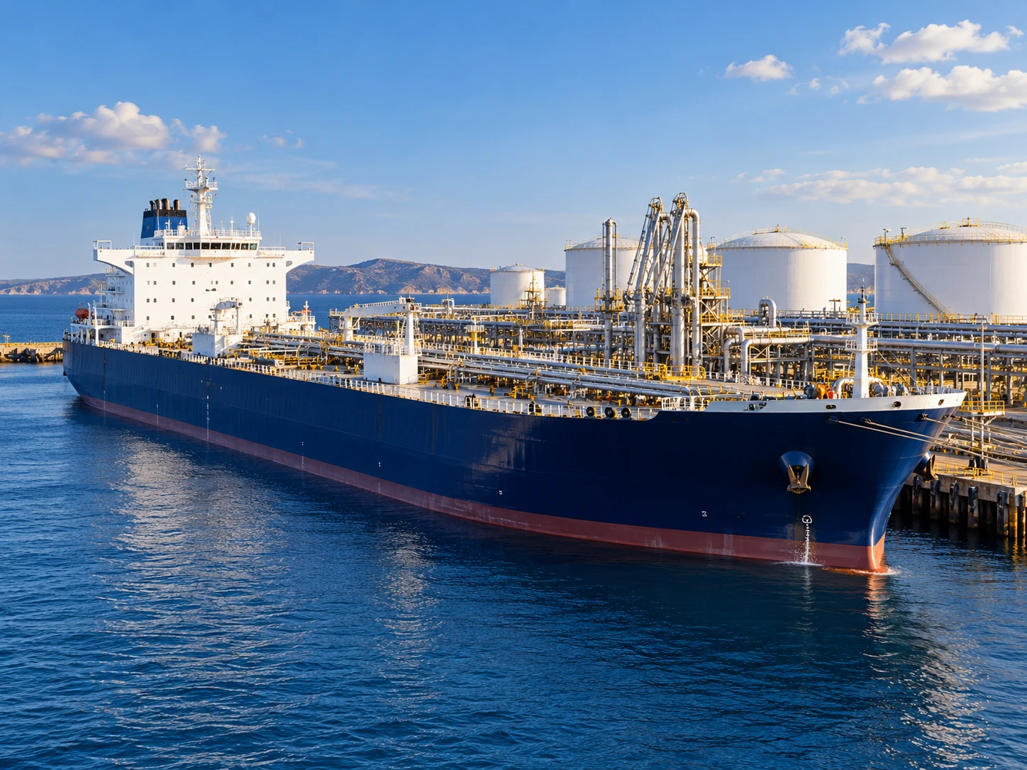 Illustrative petroleum tanker and coastal terminal for Ofinan Energy global petroleum trading